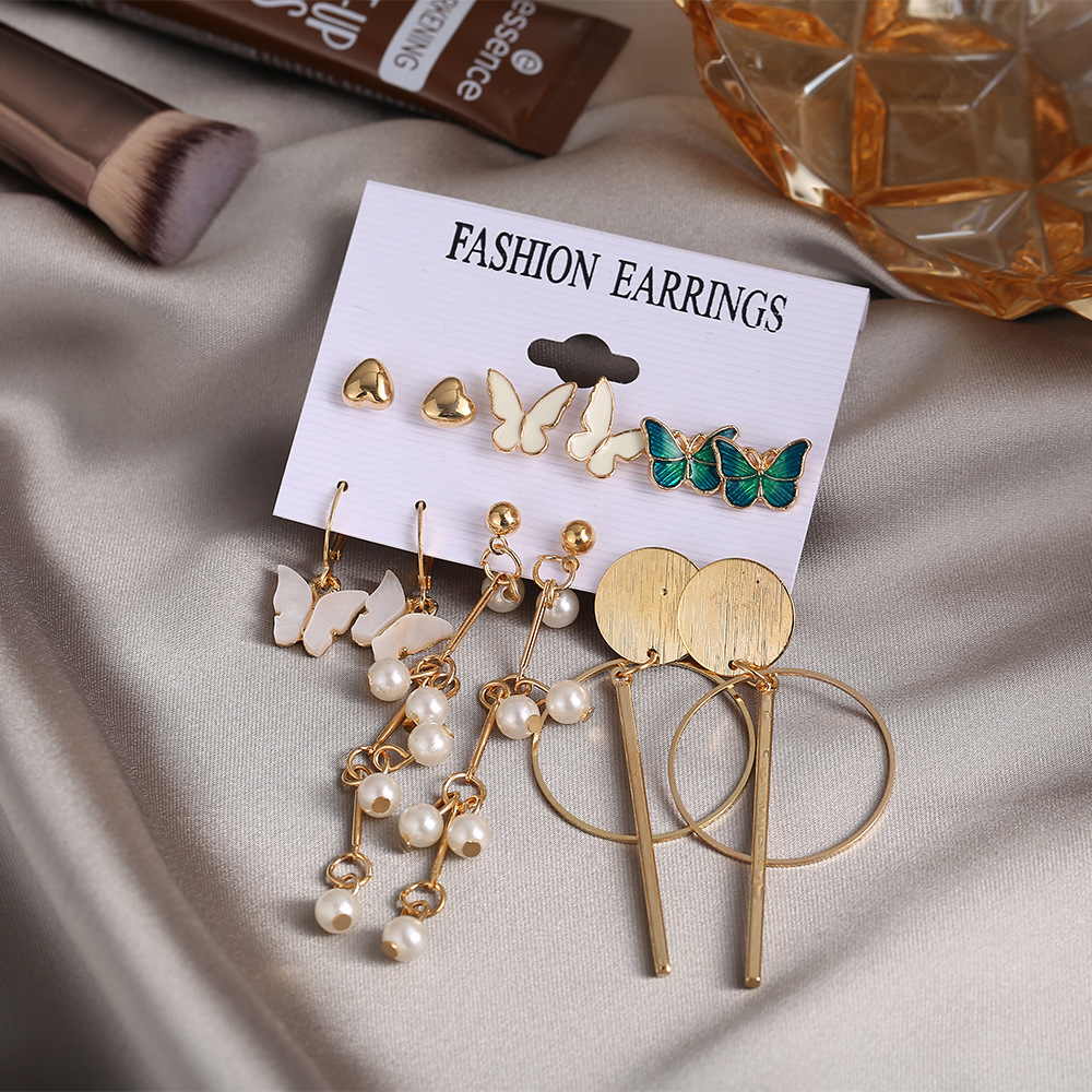 Conjunto De Aretes De Perlas De Mariposa Creativa display picture 6