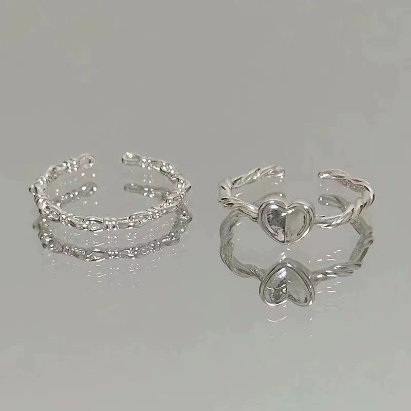 Ring, Minimalistic Silver Woven Design, Adjustable Open Band, Elegant Simple Style