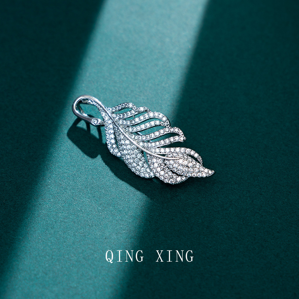 (2개) 하이 엔드 깃털 브로치 패션 AAA 8 하트 8 화살표 지르콘 상감 잎 디자인 액세서리 이중 목적 브로치 펜던트