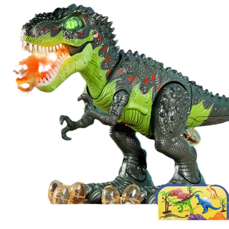 Juguete de dinosaurio grande para niños spray de control remoto eléctrico para caminar Tyrannosaurus huevo de pulverización de fuego Jurásico niño regalo