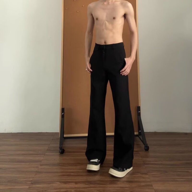 American Vibe Micro-Flared Trousers for Men, Summer Handsome and High-End Trousers, Cleanfit High-Rise Crotch Scimitar Trousers