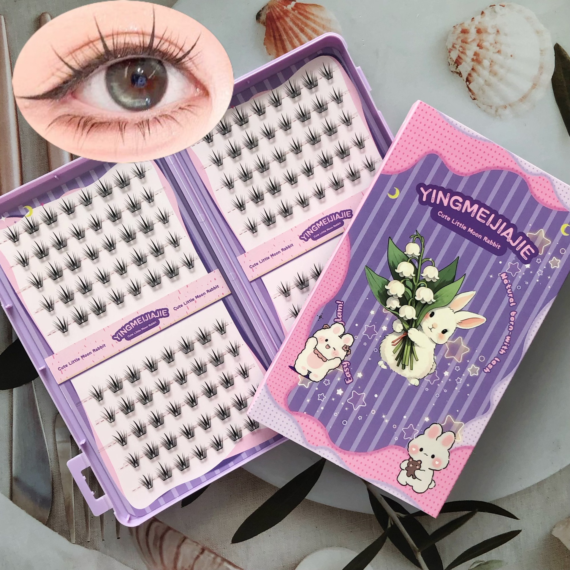 20 filas de paquete de caja de regalo de pestañas falsas transfronterizas, pestañas falsas densas, pestañas falsas sin pegamento.