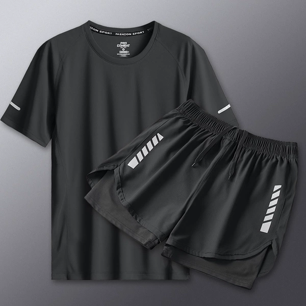 Black and Black Two -piece set [Double -layer anti -embarrassing] Loose version