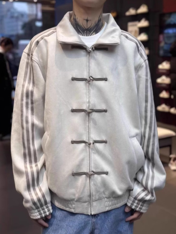 新中式国风盘扣外套男款春季设计感立领棒球服三条杠运动开衫夹克|undefined