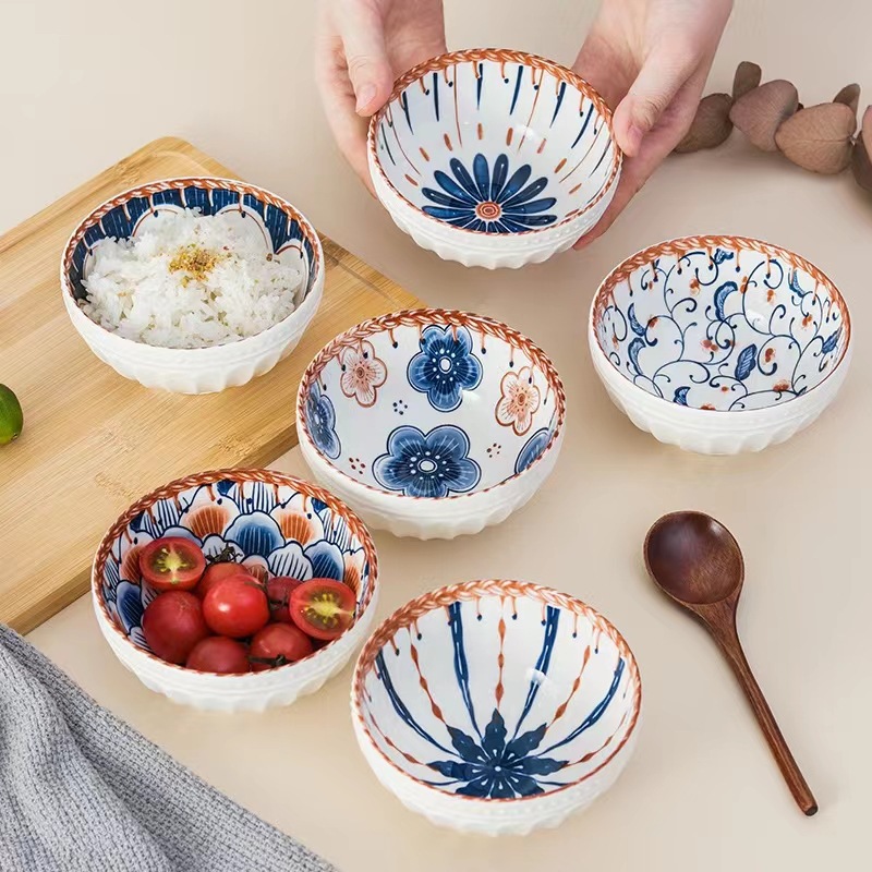 Japanese retro creative rice bowl 4.8 in...