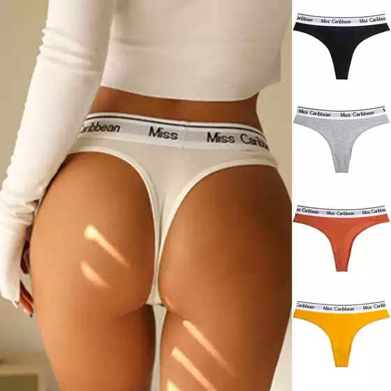 European and American Sex Underwear Pure Cotton Letter Sports Fitness Temptation T-pants Seamless Sexy Fashion T-pants Women's Thongs