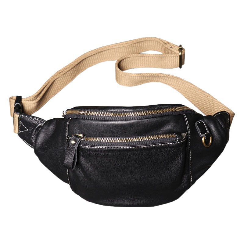 Cross-Border Factory New Men's Genuine Leather Chest Bag Multi-Functional Women's Waist Bag Casual Fashion Soft Leather Shoulder Crossbody Bag