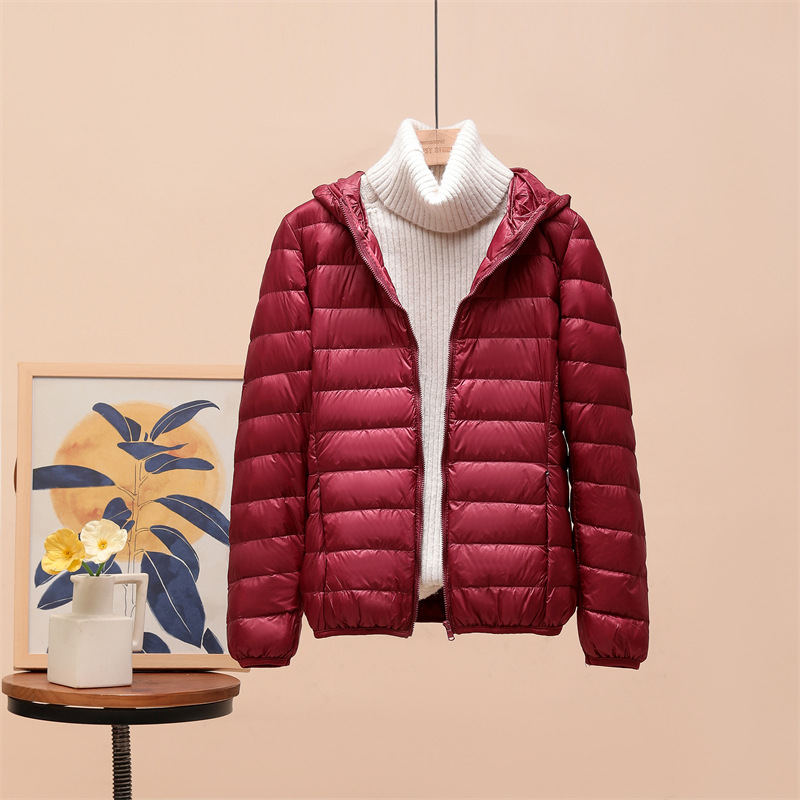 Abrigo de invierno más el tamaño ligero abajo chaqueta acolchada de algodón ligero de las mujeres corto gordito Niña de mediana edad y anciana madre