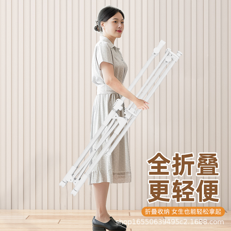Floor-Standing Clothes Drying Rack for Home Bedroom Hanging Clothes Folding Simple Indoor Dormitory Mobile Rack Clothes Drying Rod Rack