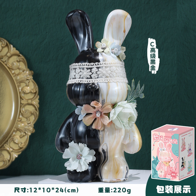 Internet celebridad fluido conejo alcancía DIY decoración traje hecho a mano material paquete traje blanco embrión juguete decoración del hogar