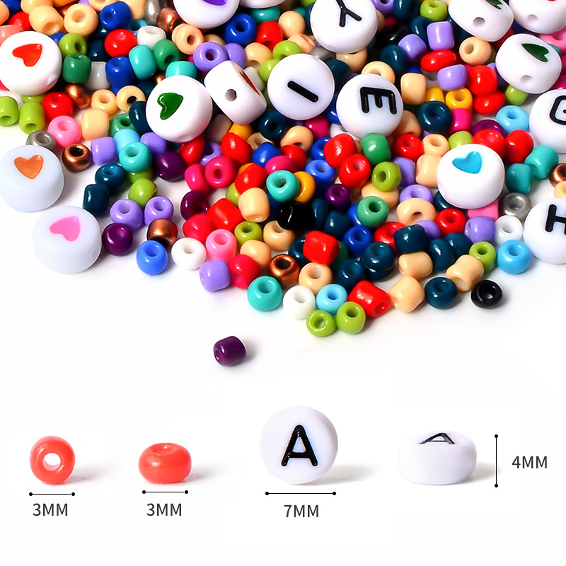 Amazon Cross-border 28-grid 3mm glass bead stringing kit for children's education and intelligence development, letter beads for decorations
