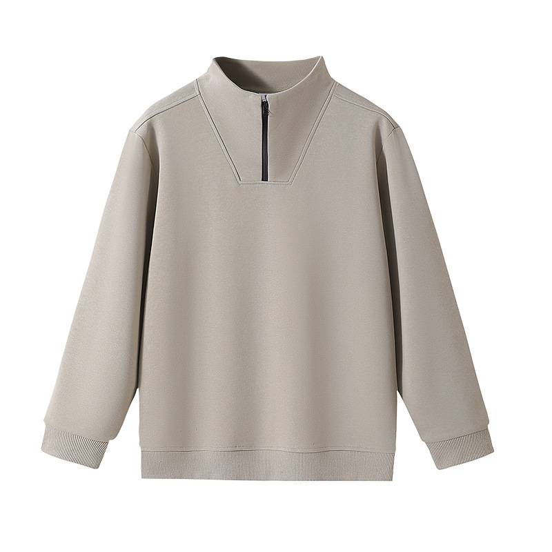 纯色无帽工作服外套立领潮牌重磅跨境男装黑色运动半拉链卫衣定制|undefined