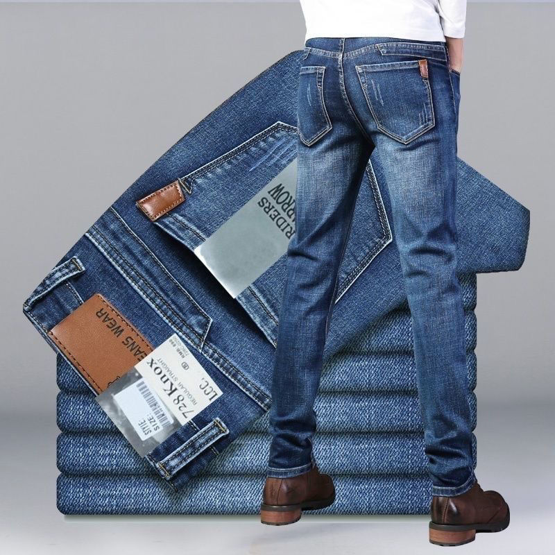 Ventas directas de fábrica de jeans para hombres Versión coreana de pantalones de mezclilla Xintang casuales elásticos de negocios para hombres de talla grande