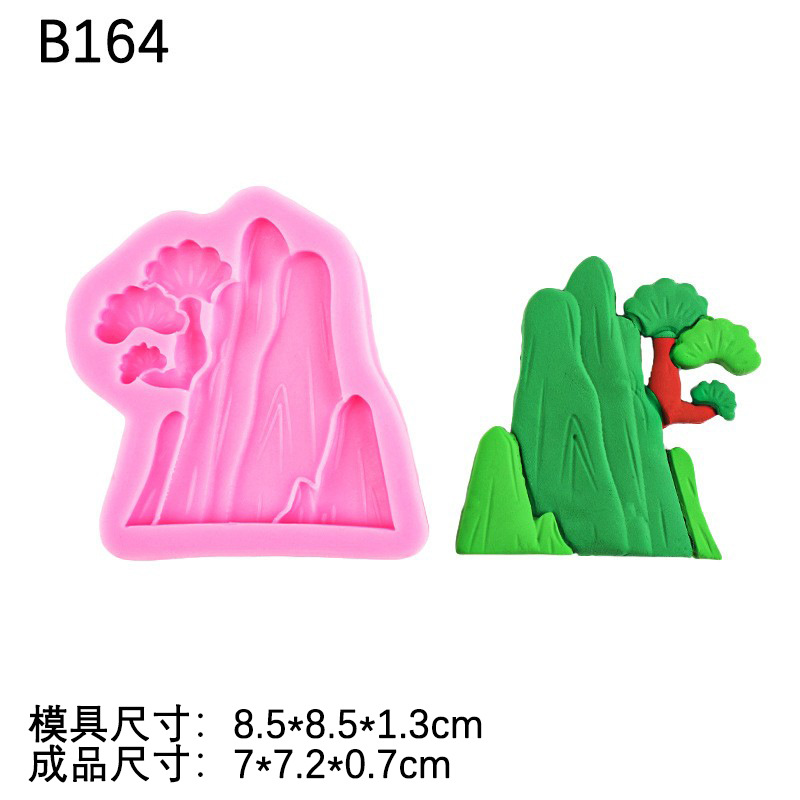 Año Nuevo estilo chino auspicioso dragón spray hornear fondant cake decoración montaña edificio casa chocolate molde de silicona