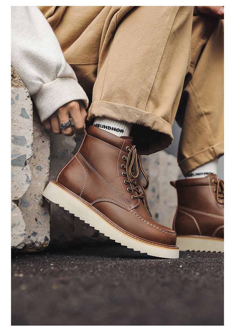 Martin – bottes montantes de moto pour hommes, tendance, décontractées, en velours, polyvalentes, combinaison de travail, 2024 coton, hiver 9055_voghion.com