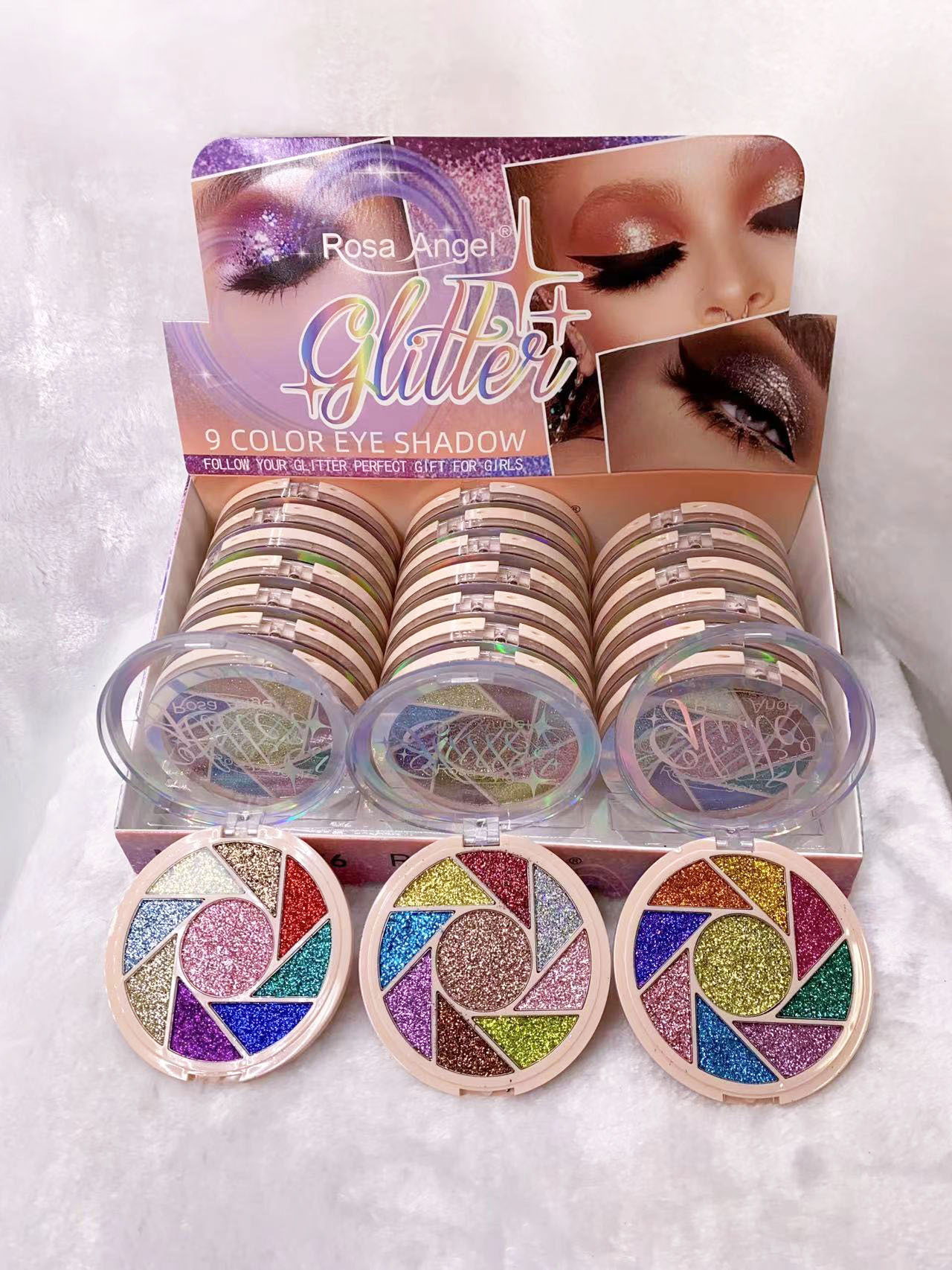Comercio exterior transfronterizo Rosa Ángel 9-color lentejuelas brillante brillo polvo nacarado etapa maquillaje vacaciones maquillaje al por mayor image 6
