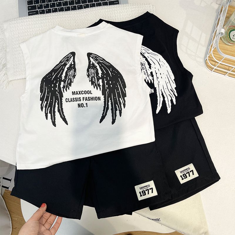 100 Cotton Summer New Boys' Vic T-shirt Shoulder-Print Casual Girls Baby Handsome Casual Top