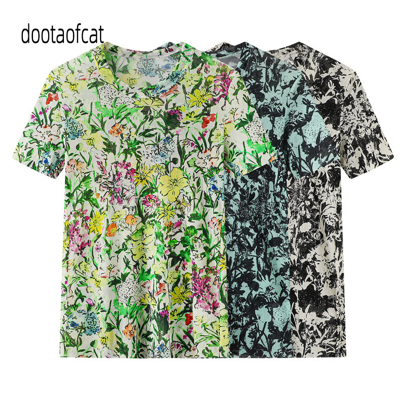 2026 Summer New Women's Commuter Simple Slim-Fit Short-Sleeve T-Shirt Floral Skin-Friendly Top 5Q5110420