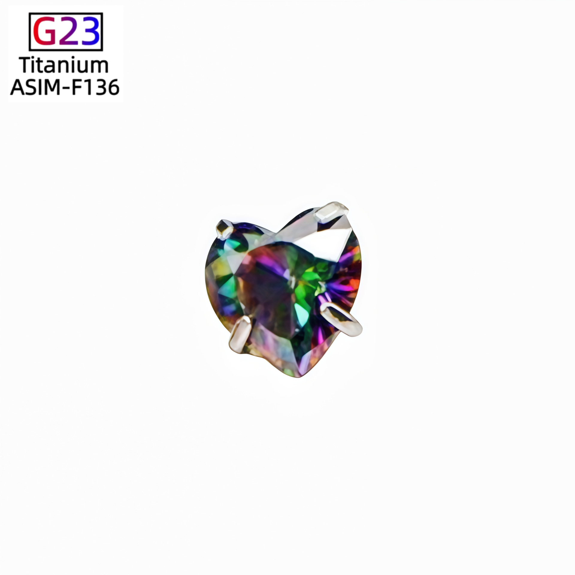 G23 Titanium Earring Heart Zircon Four-Claw Pointed Bottom Ear Bone Nails Lip Eyebrow Nails detail image 7