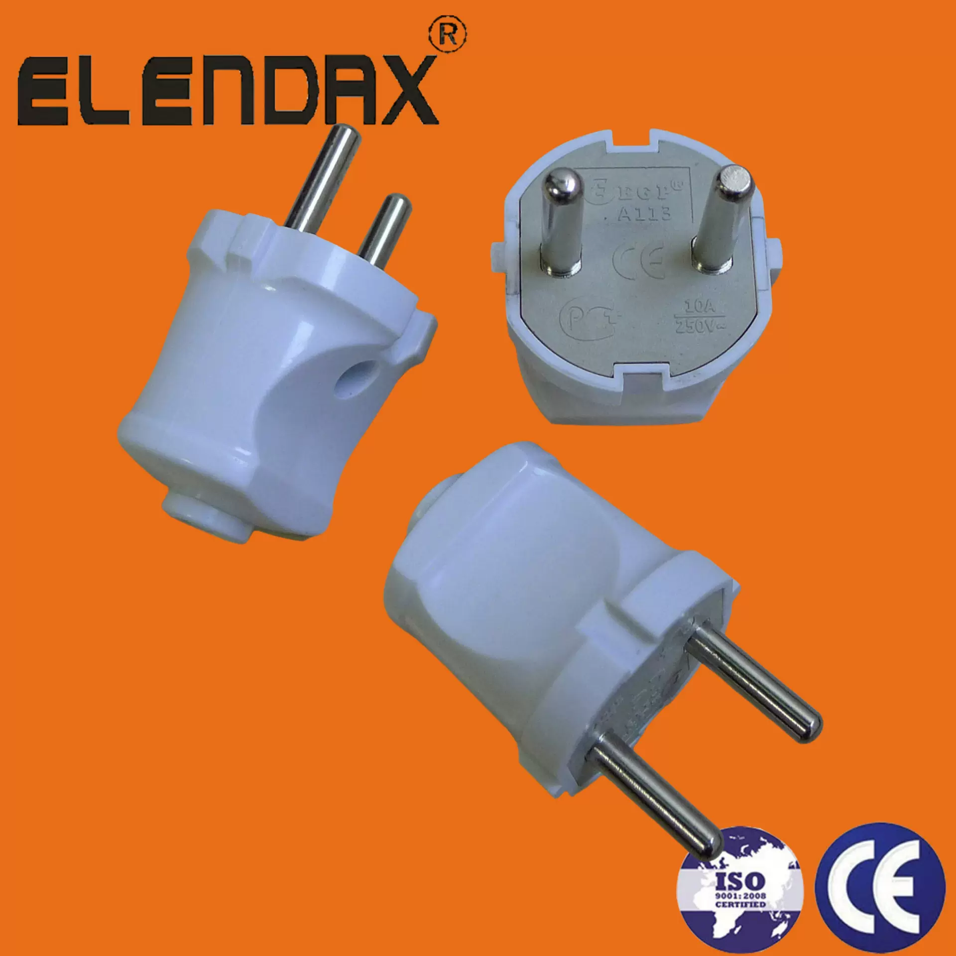 欧式欧规插头二极无接地欧式电源插头 4.0mm德标公插头