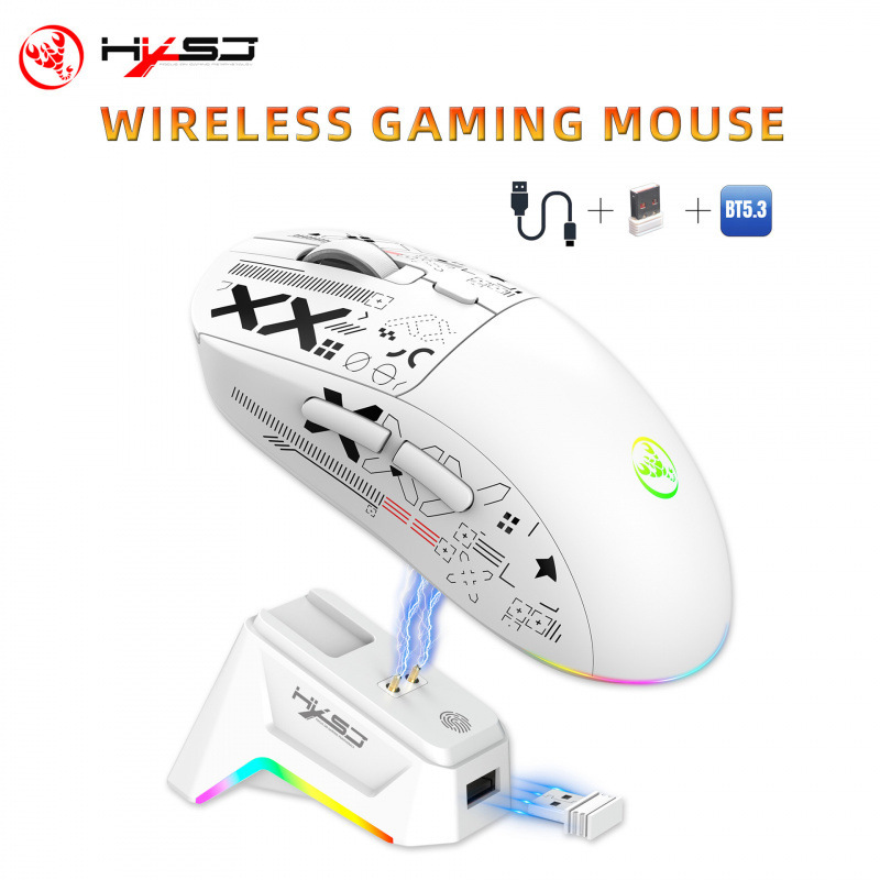 Cross-Border Three-Mode Charging Base Wireless Mouse Rgb Backlight 12000Dpi Silent Gaming Mouse Wireless