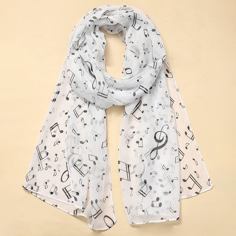60g Weight Scarf Classification Daily Occasion Chiffon Material Color Block, Leopard, Notes Pattern All Seasons Season Women's Gender Elegant, Simple Style Style Women's Elegant Simple Style Color Block Leopard Notes Chiffon Scarf 16