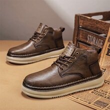 泉州鞋马丁靴男款潮流复古秋冬季英伦风新款厚底高帮男士工装靴子