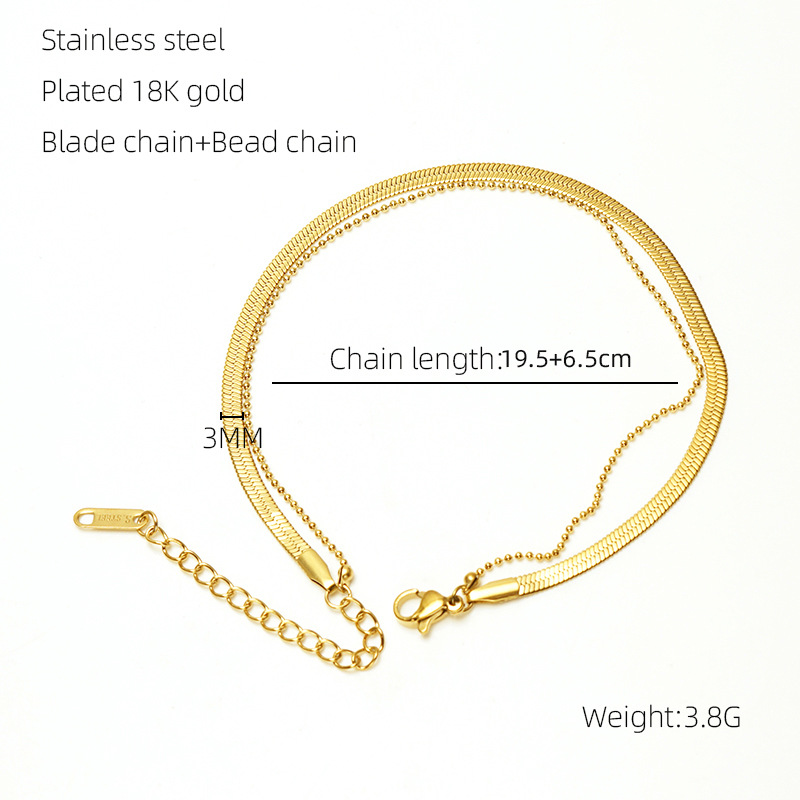 Moda europea y americana estilo francés nuevo tobillera de acero de titanio para mujer chapado en oro de 18 quilates cadena de tobillera de acero de titanio fabricante spot al por mayor