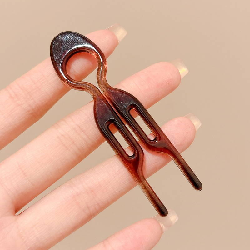 Horquilla en forma de U de cabello perezoso, cabeza de bola femenina, artefacto fijo, temperamento de sentido avanzado, peinado, horquilla para el cabello en la parte posterior de la cabeza, tocado