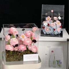 チューリップアクリル透明フラワーボックス正方形ギフト母の花ギフト包装ボックス花束ギフトボックス