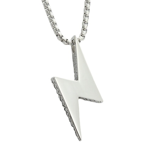 European and American Decorative Titanium Steel Lightning Pendant Personality Punk Retro Trend Men's Stainless Steel Necklace 280252