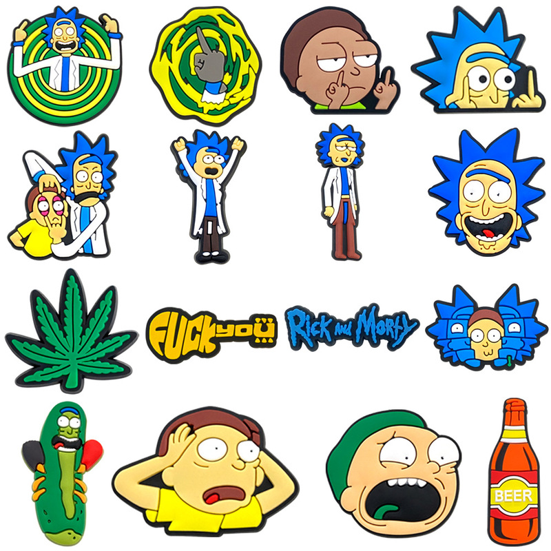 Hole Shoes Shoe Flower 16 Rick and Morty suit Shoe Accessories DIY Soft Rubber Shoe Accessories PVC Shoe Buckle