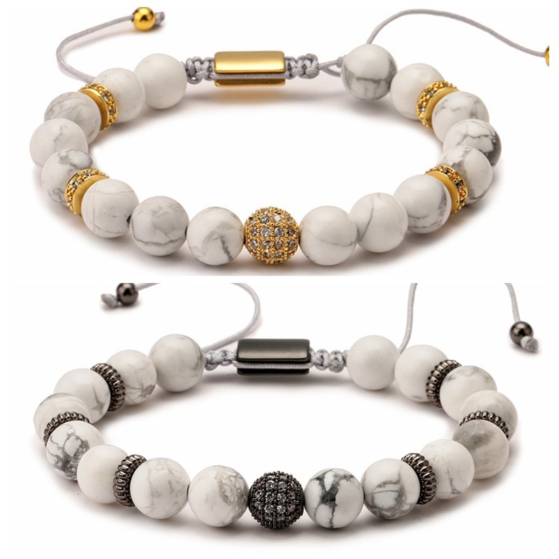 Amazon Venta caliente de piedra natural ágata pulsera tejida a mano de piedra natural pareja pulsera de cuentas