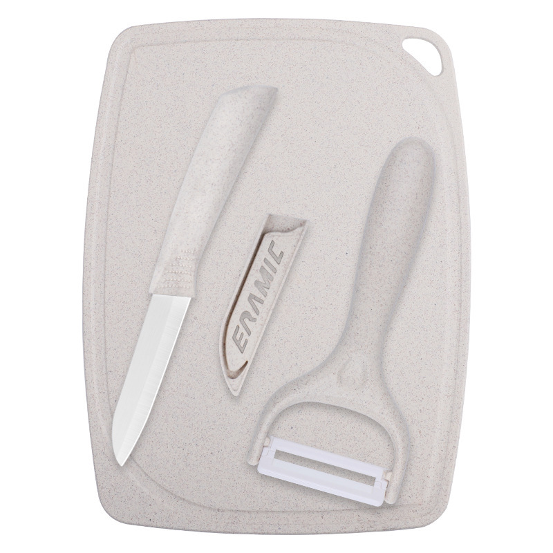 Cuchillo de frutas de acero inoxidable conjunto de cuchillo de planador de melón doméstico dormitorio para estudiantes lindo cuchillo de pelado portátil conjunto de tres piezas