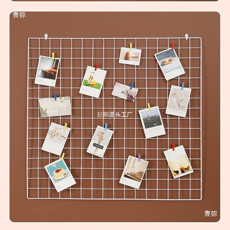 白色铁丝网格网片铁网超市货架铁艺格子网幼儿园照片墙展示置物架|undefined