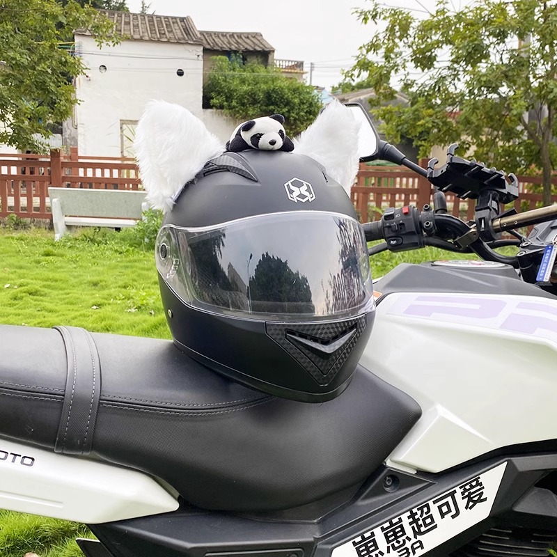 3D Pure White Cat Ear Helmet Decoration Motorcycle Helmet Accessories