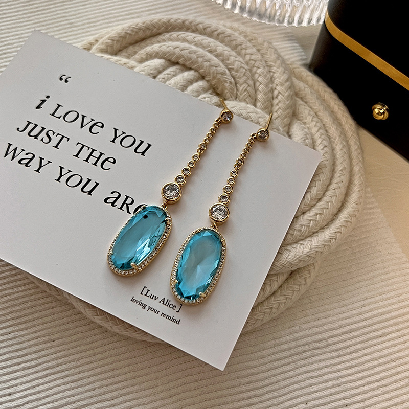 Date, Tea Party Occasion 1 Pair Elegant Geometric Oval Inlay Copper Zircon Drop Earrings