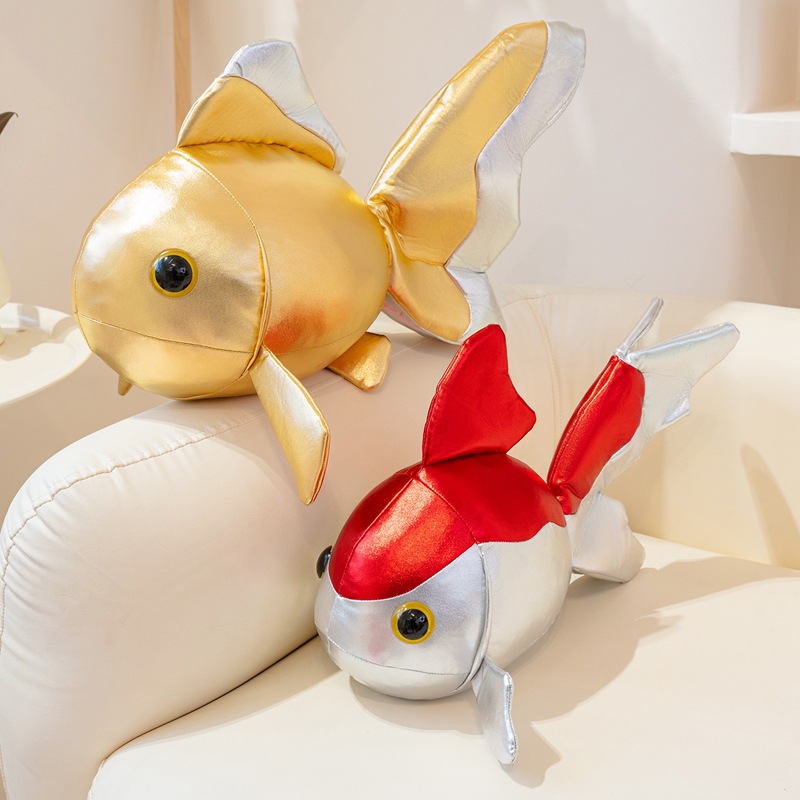 Muñecas de dibujos animados peces de oro PU pieles pequeños peces juguetes muñecas de tela muñeca almohada tranquilizadora adornos accesorios de fotografía