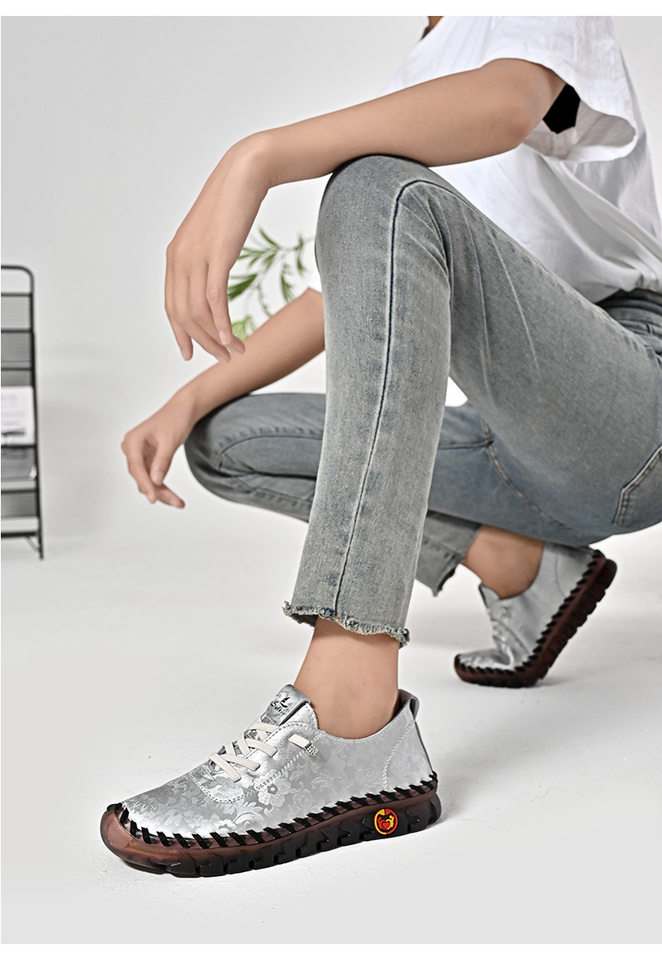 Giày lười nữ đế mềm gân bò chống trượt, giày đơn mũi tròn gót vừa 3-5 cm — FC2501 Màu xanh lá cây, FC2501 Màu xám, FC2501 Màu đen, FC2501 màu hồng chi tiết 24