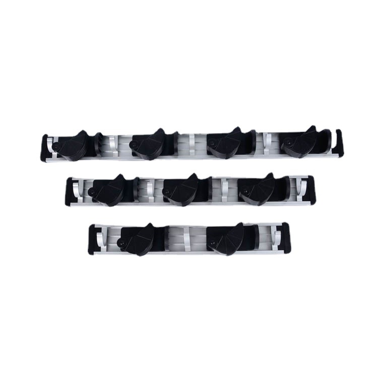 Espacio de aluminio libre de punzonado MOP clip rack escoba rack gancho montado en la pared fregona escoba almacenamiento rack fregona rack fábrica
