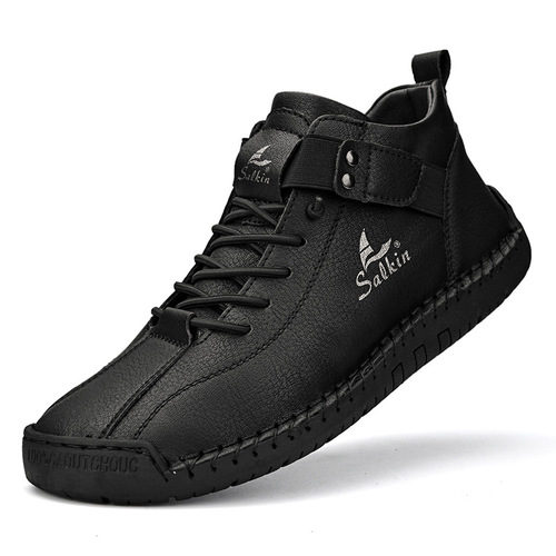Autumn/Winter New Arrival Plus Size Short Boots Men's Hand-Stitched Leather Shoes Foreign Trade Leisure Cross-border Martin Boots Men's Lazy Shoes