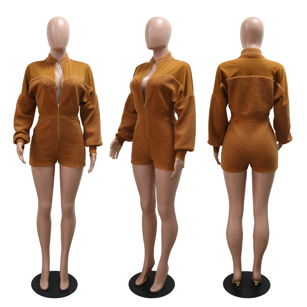  Sleek Zip-Front Jumpsuit - Stylish Long Sleeve Romper For Women_voghion.com