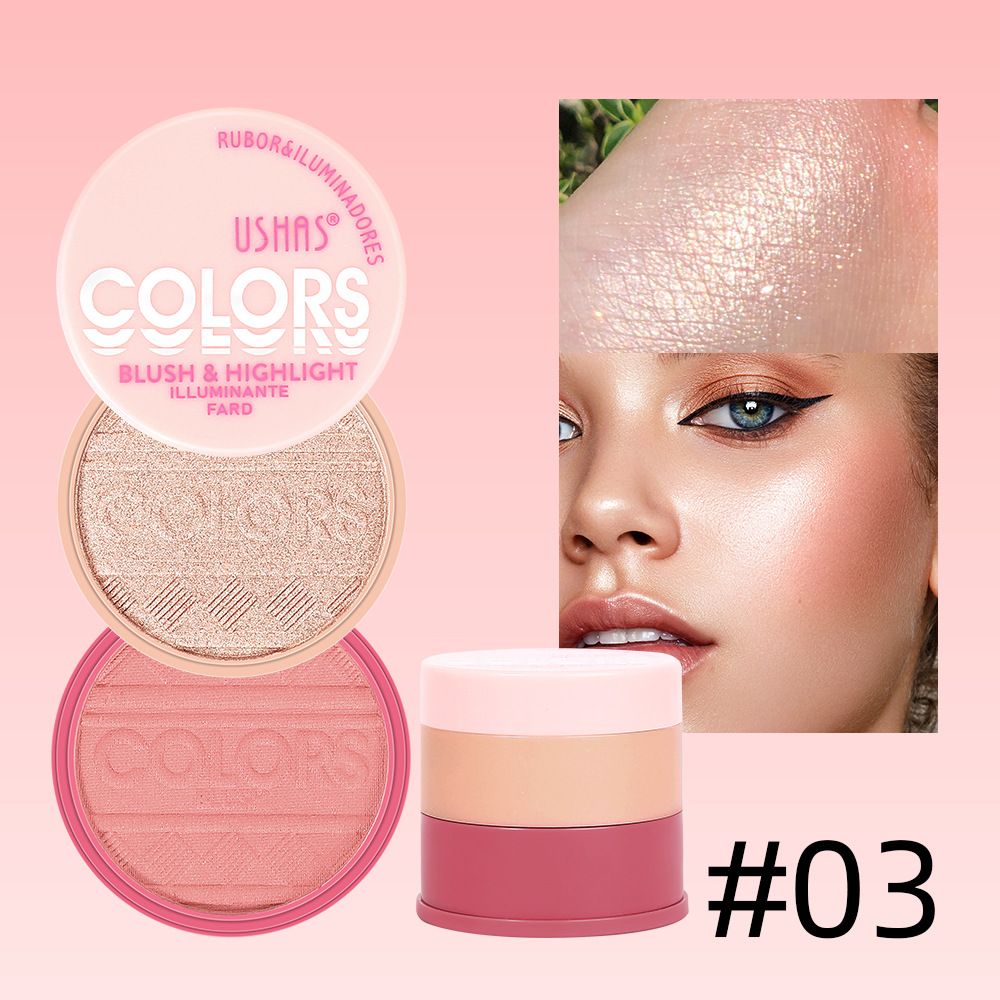 USHAS Cross-border Amazon venta caliente rubor impermeable de larga duración UF083 rubor en polvo de alto brillo