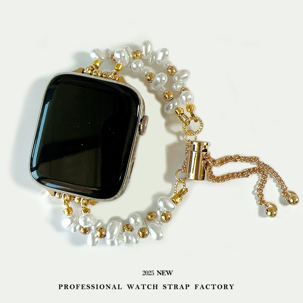 New iWatch Strap S10 Asymmetrical Pearl Bracelet Women's Thin Suitable for Apple Watch Strap Huawei Ins Style