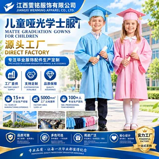 幼儿园学士服2027美式毕业服哑光面料学士帽流苏套装多色工厂批发