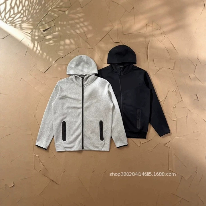 25 new cross-border men's full-length zip-up air-layer casual sports jacket with a hood 25 new cross-border men's full-length zip-up air-layer casual sports jacket with a hood