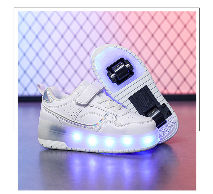 Kinder-Rollschuhe mit zwei Rädern für Jungen und vier Räder, explosive Laufschuhe für Teenager, Rollschuhe für Mädchen_voghion.com