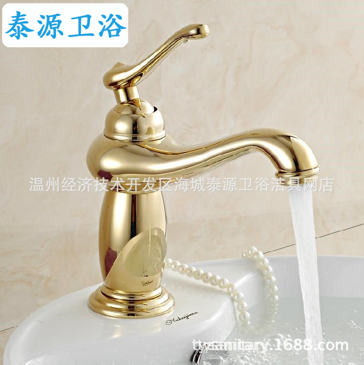 金色神灯面盆龙头 工厂批发跨境外贸 黑色浴室柜卫浴冷热水龙头