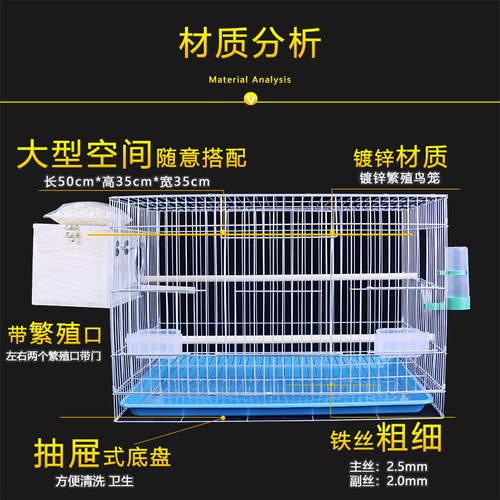 New product bold and weighted galvanized breeding cage peony parrot bird cage Xuanfeng starling pigeon large bird cage