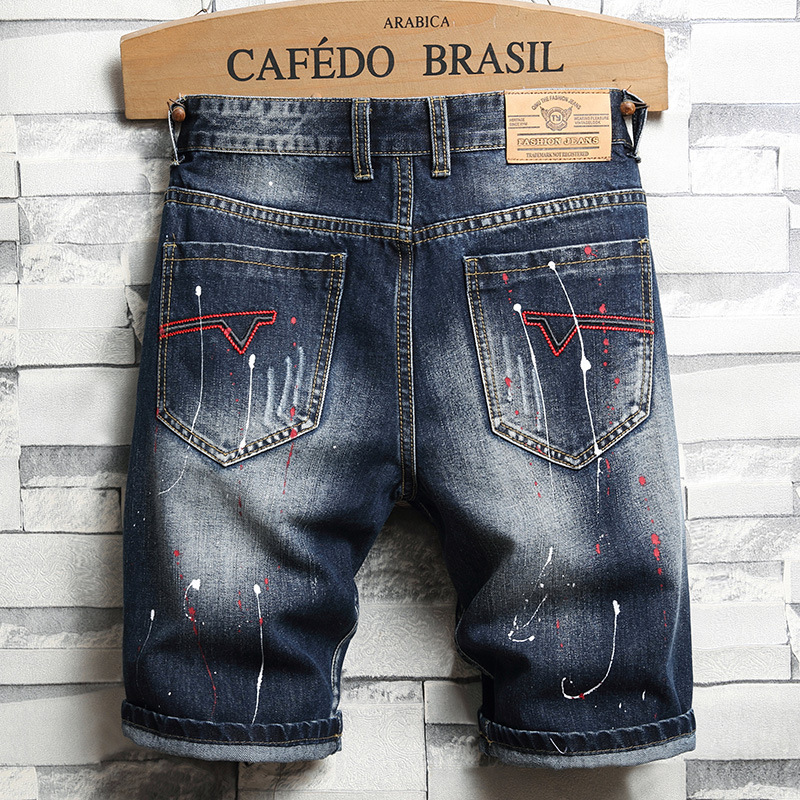 Pantaloncini jeans uomo distressed taglio dritto casual vintage_voghion.com
